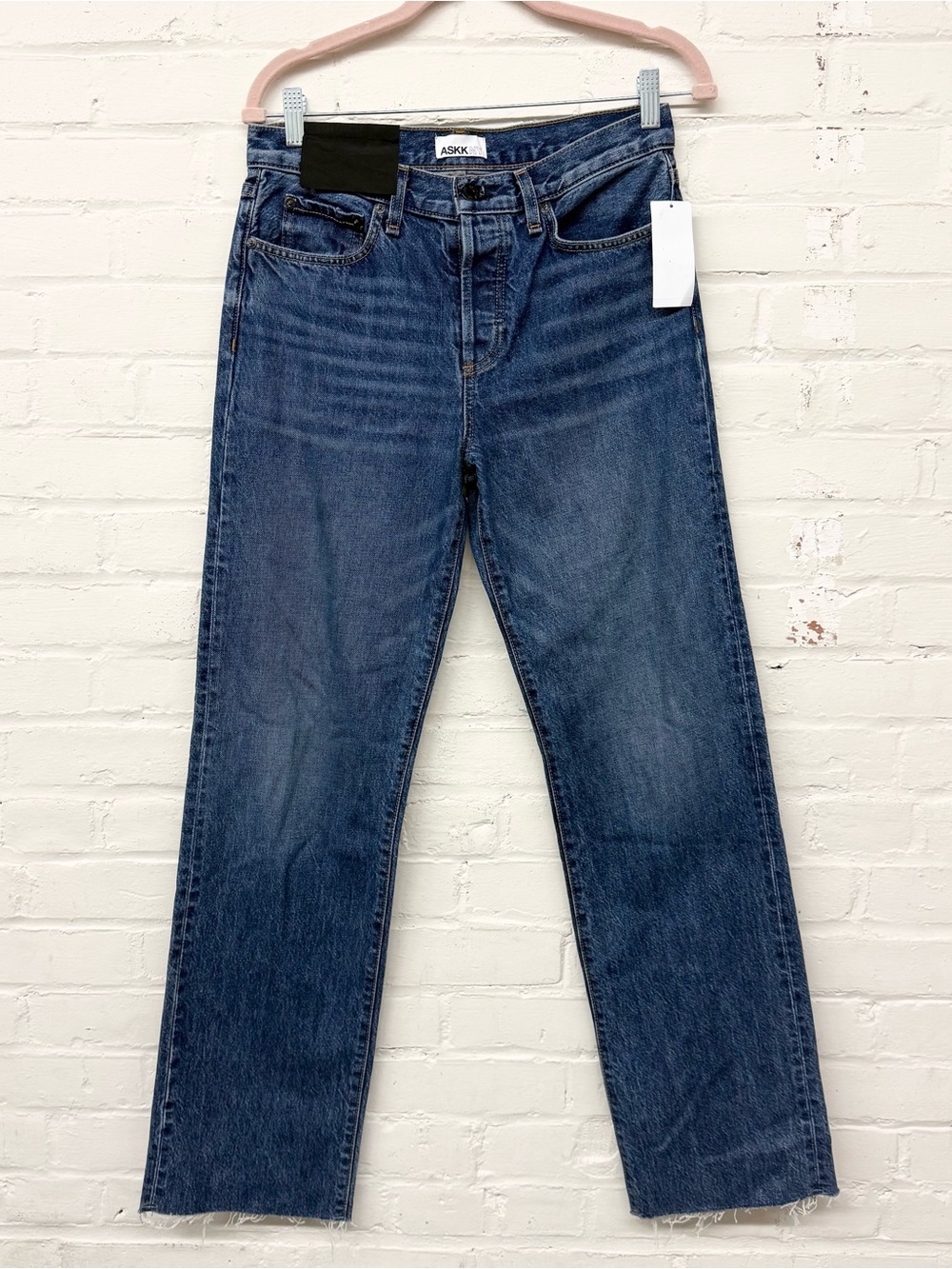 NWT ASKK NY Raw Hem Mid rise Straight Jean Size 25 - Picture 2 of 10